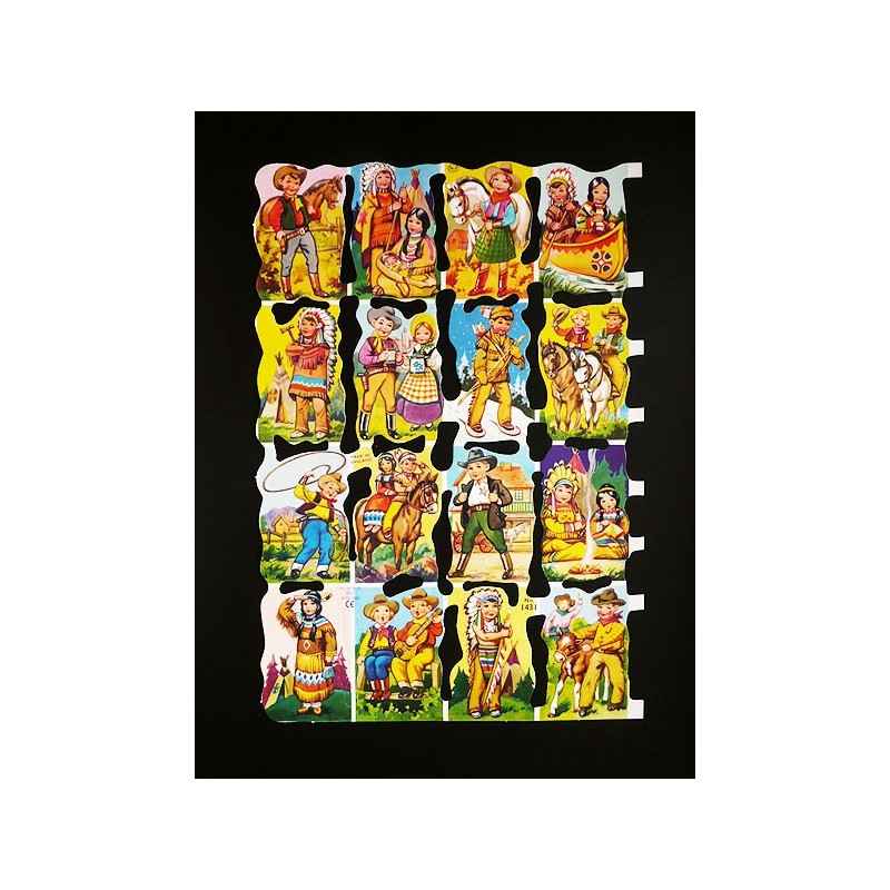 Lámina de cromos troquelados ingleses MLP 1431 · Indios y Vaqueros ·