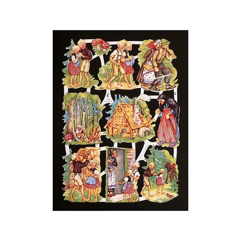 Lámina de cromos troquelados alemanes EF 7026 · La casita de chocolate II ·