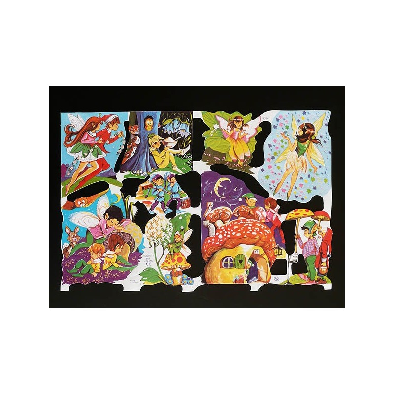 Lámina de cromos troquelados ingleses MLP 1554 · Hadas y Gnomos 3 ·