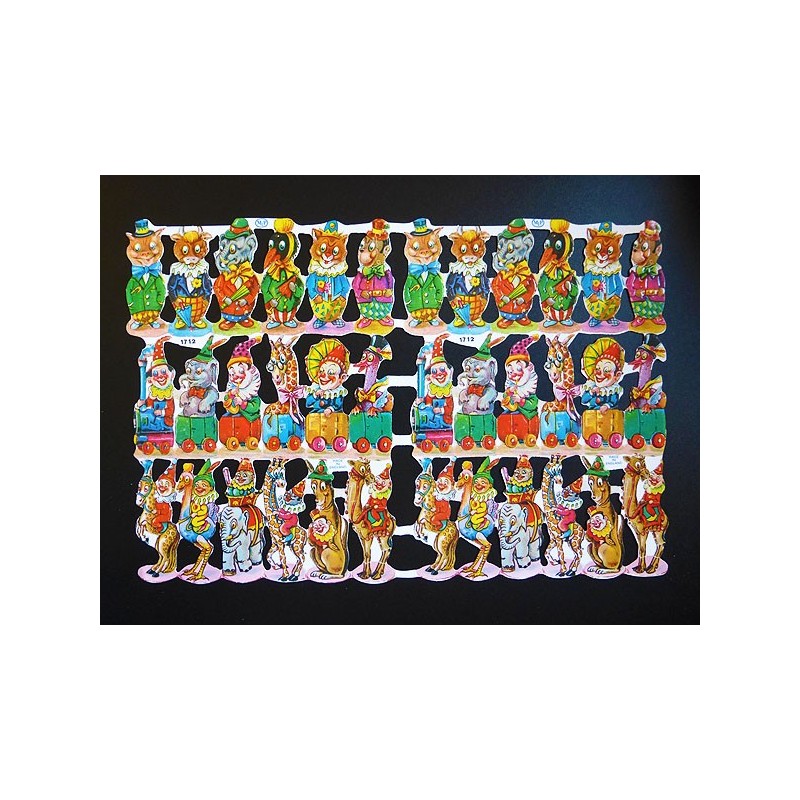 Lámina de cromos troquelados ingleses MLP 1712 · Animales Circo ·