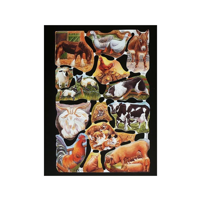 Lámina de cromos troquelados ingleses MLP 1854 · Animales de Granja ·