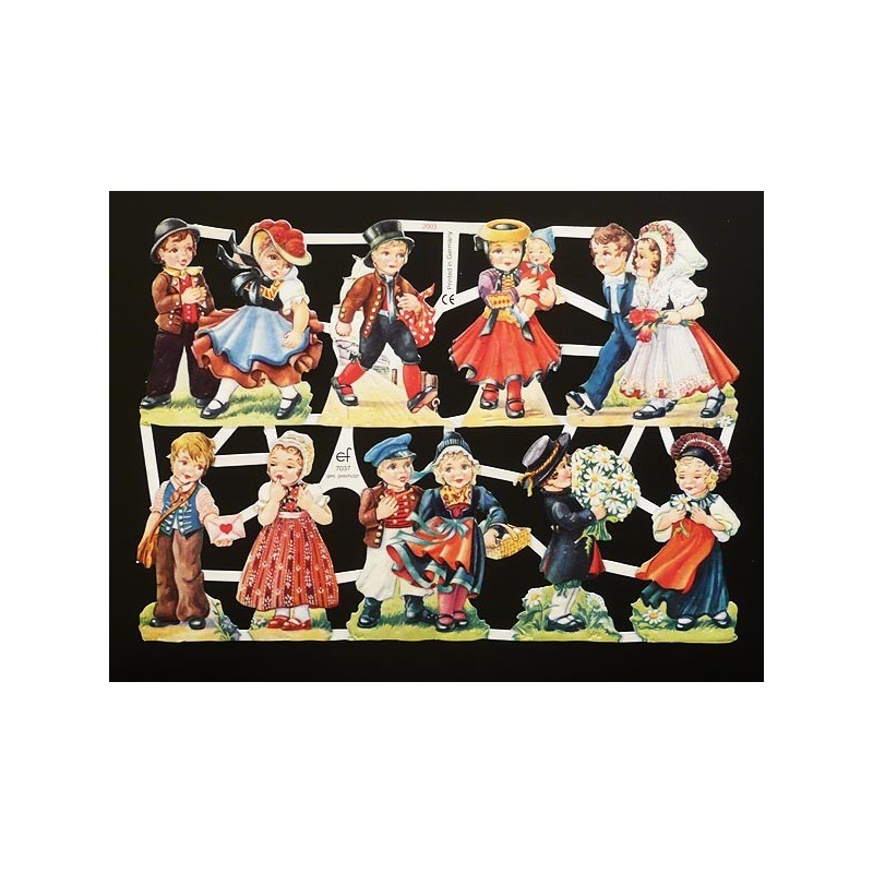 Lámina de cromos troquelados alemanes EF 7037 · Parejas de Niños ·