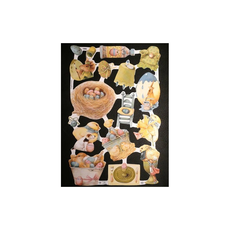 Lámina de cromos troquelados ingleses MLP 1900 · Huevos de Pascua ·