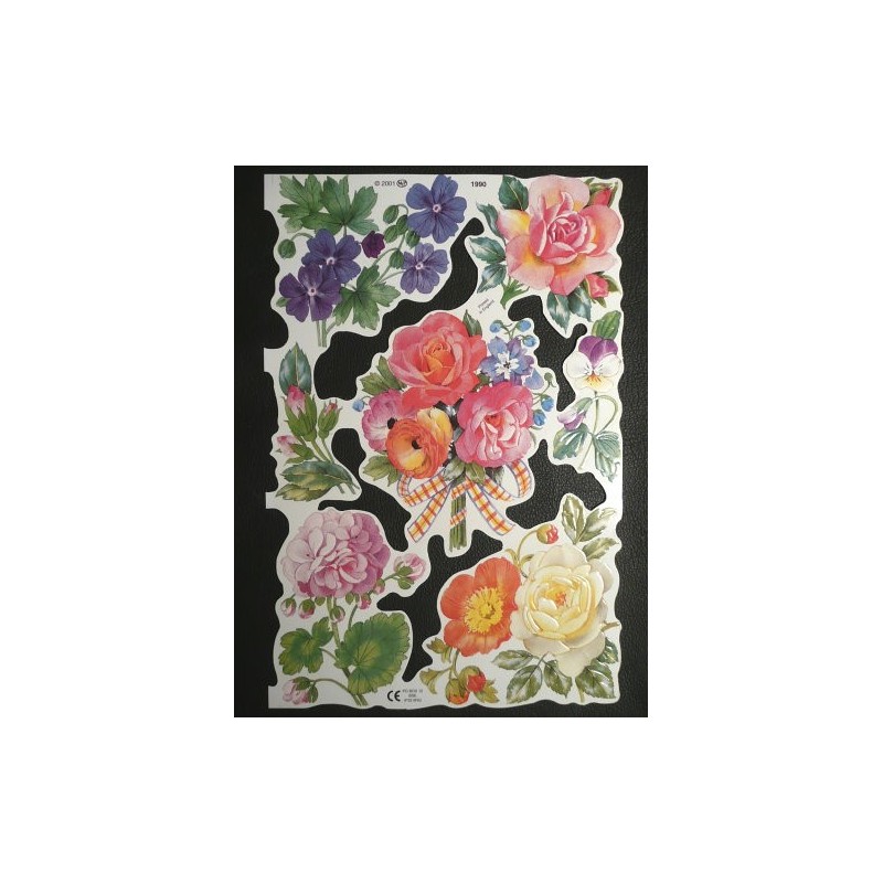 Lámina de cromos troquelados ingleses MLP 1990 · Flores ·