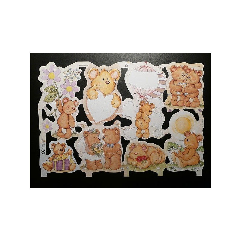 Lámina de cromos troquelados ingleses MLP 2055 · Ositos Enamorados ·