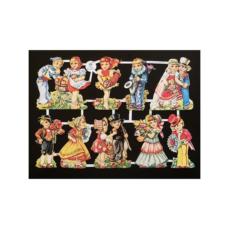 Lámina de cromos troquelados alemanes EF 7045 · Niños Victorianos ·