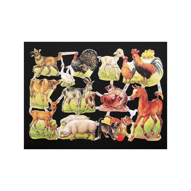 Lámina de cromos troquelados alemanes EF 7053 · Animales de Granja ·