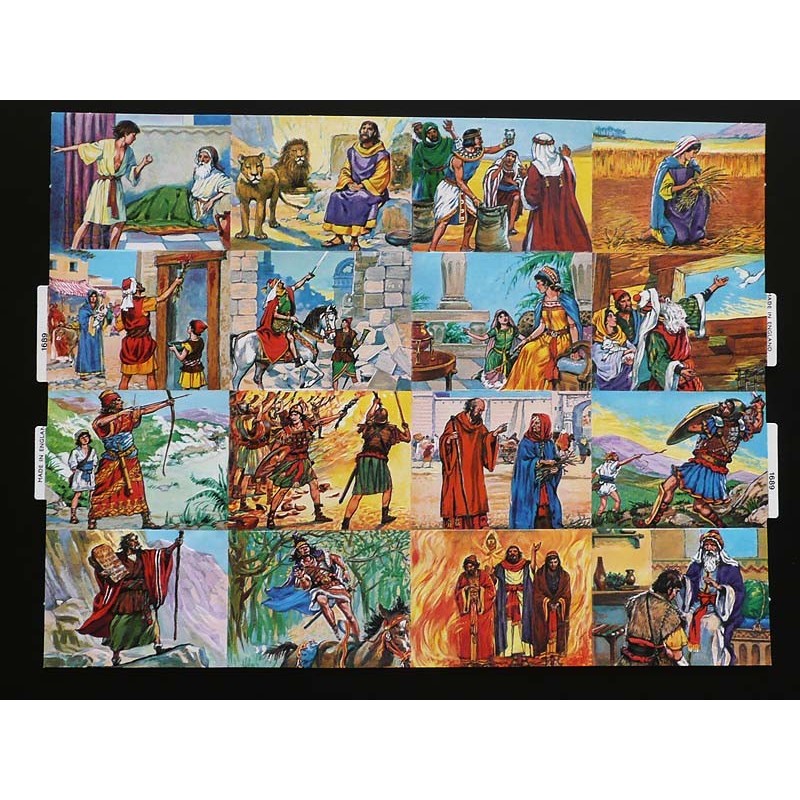 Lámina GIGANTE de cromos troquelados ingleses MLP 1689 · Escenas de la Biblia I ·