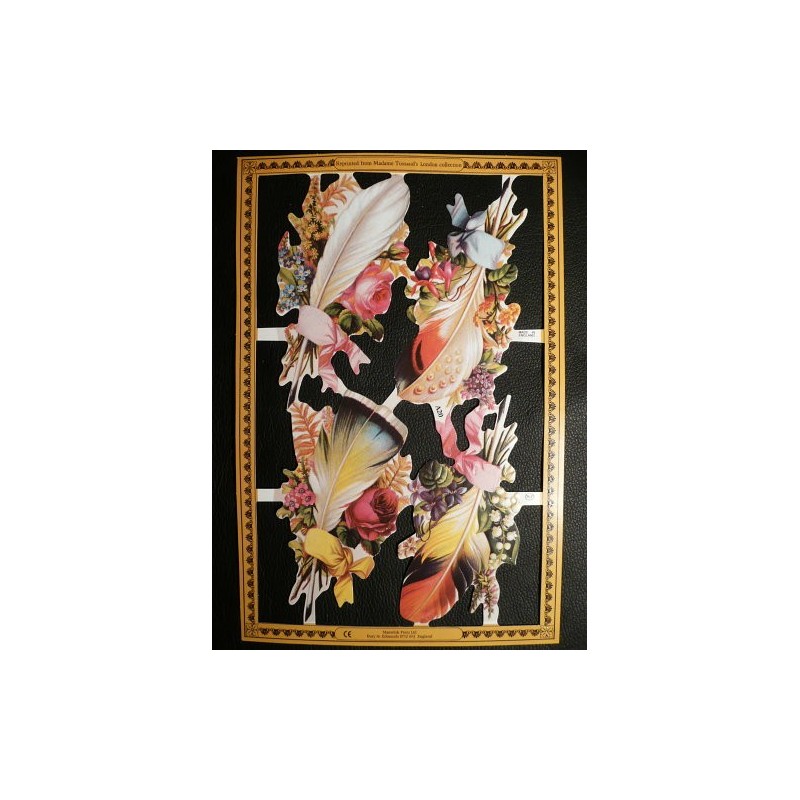 Lámina de cromos troquelados ingleses MLP A 20 · Flores y Plumas ·
