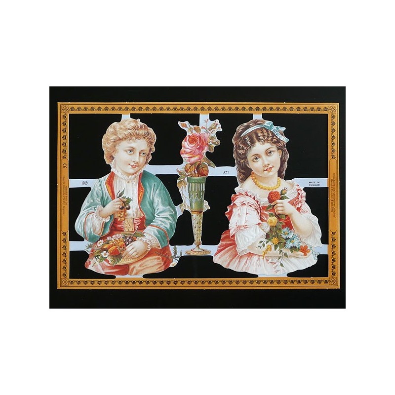 Lámina de cromos troquelados ingleses MLP A 72 · Pareja Victoriana ·