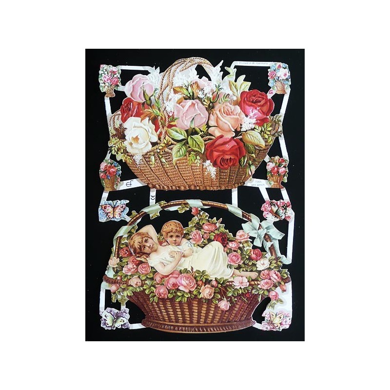 Lámina de cromos troquelados alemanes EF 7065 · Rosas ·