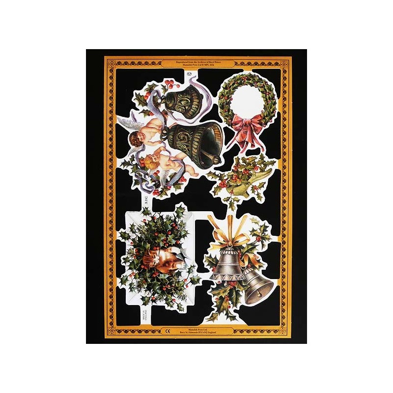 Lámina de cromos troquelados ingleses MLP A 180 · Decoración Navidad ·