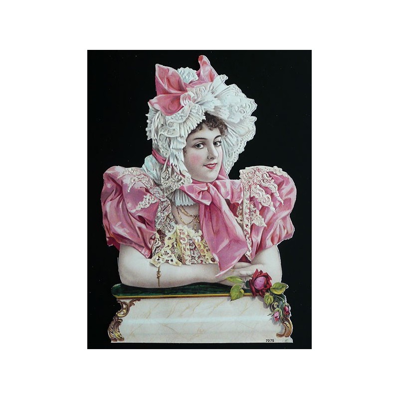 Lámina de cromos troquelados alemanes EF 7075 · Dama con Flores ·