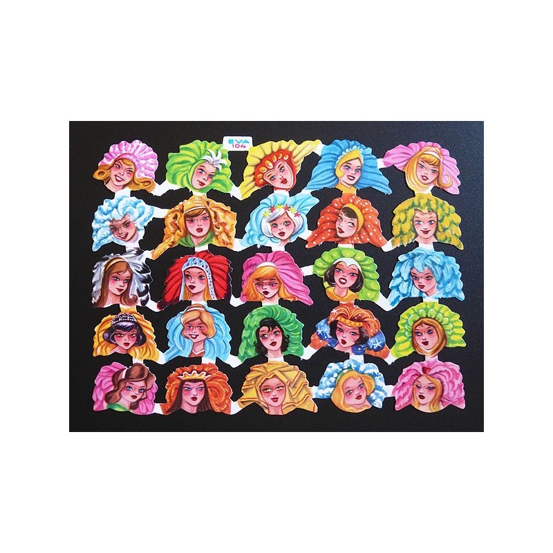Lámina de cromos troquelados españoles · EVA nº 104 · con Brillo SIN Relieve.