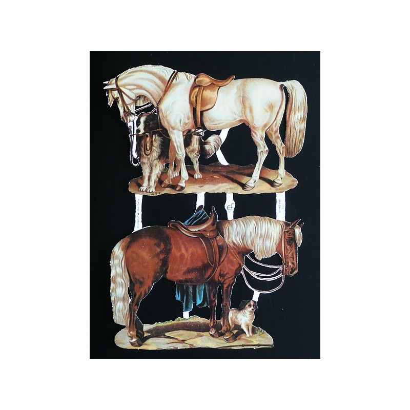 Lámina de cromos troquelados alemanes EF 7088 · Caballos ·