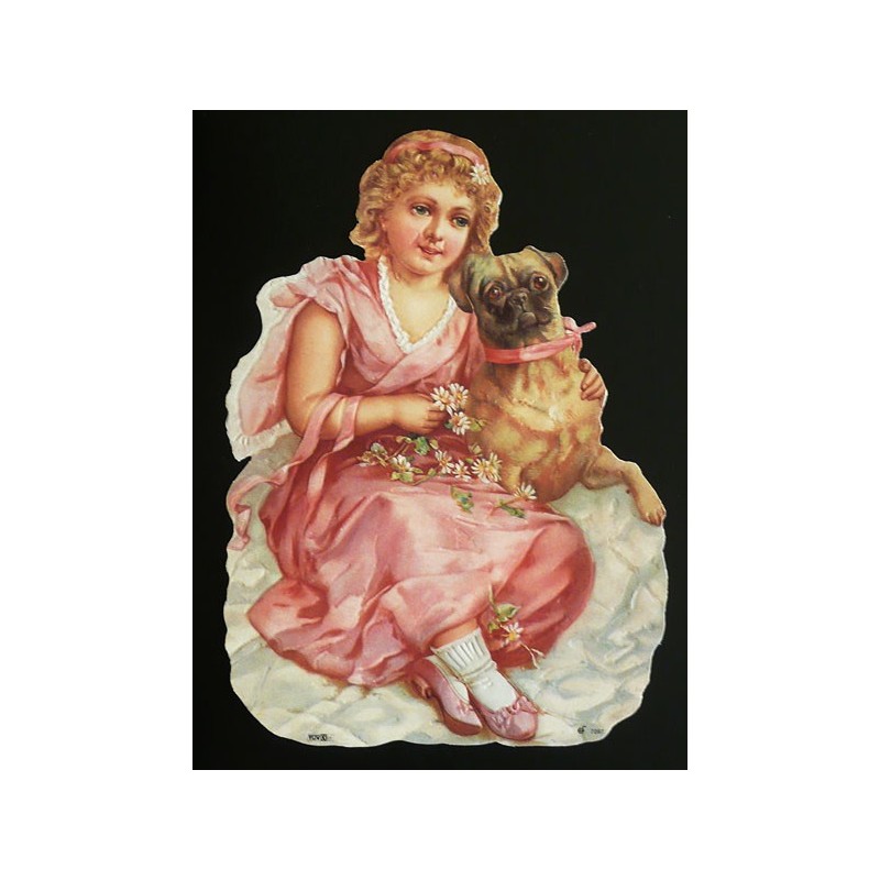 Lámina de cromos troquelados alemanes EF 7097 · Dama con Perro ·