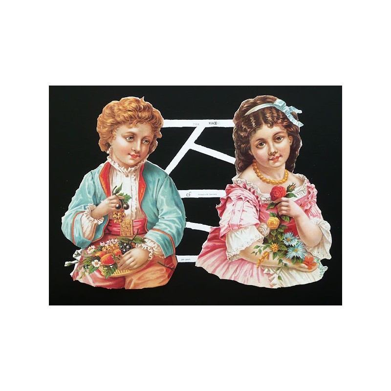 Lámina de cromos troquelados alemanes EF 7104 · Pareja Victoriana ·