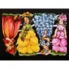 Lámina de cromos troquelados alemanes EF 7112 · Niñas con Vestidos Flor ·