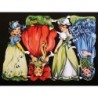 Lámina de cromos troquelados alemanes EF 7113 · Niñas con Vestidos Flor ·