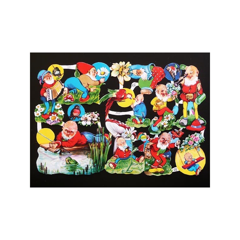 Lámina de cromos troquelados alemanes EF 7117 · Gnomos ·