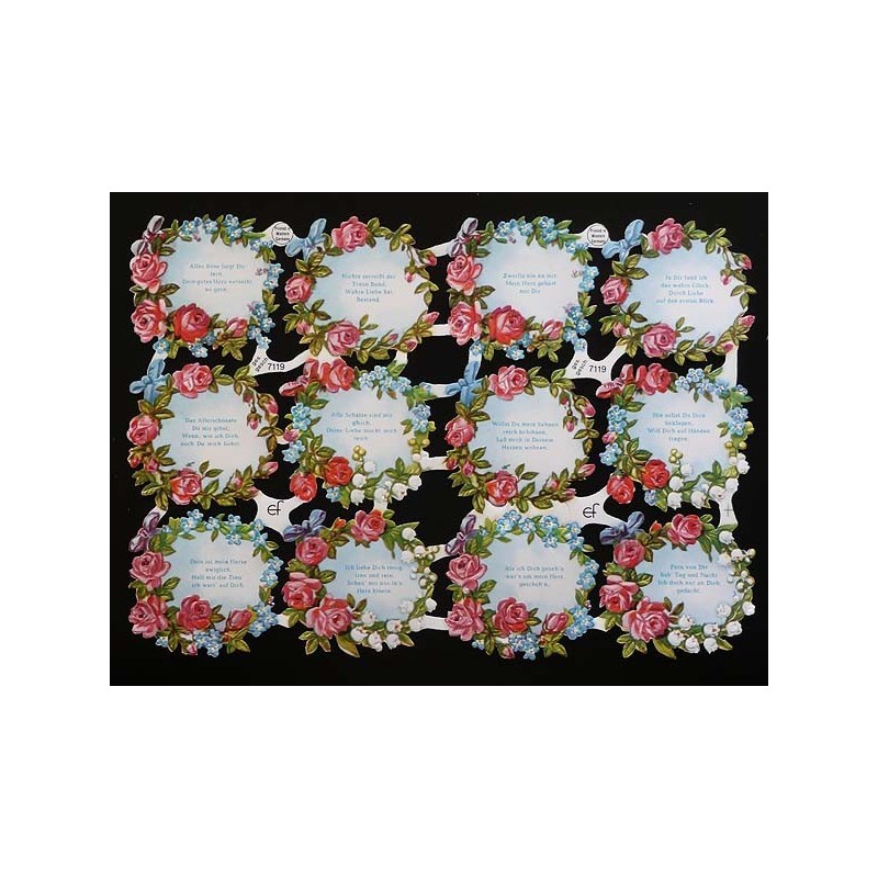Lámina de cromos troquelados alemanes EF 7119 · Notas con Flores ·