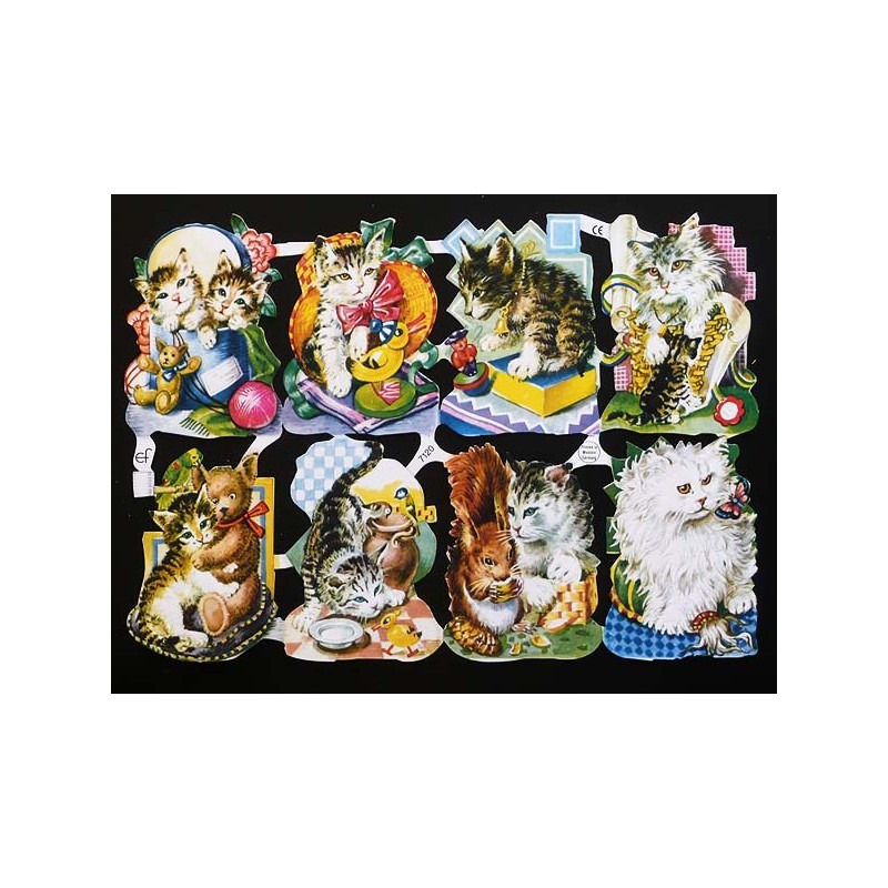 Lámina de cromos troquelados alemanes EF 7120 · Gatitos