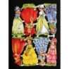 Lámina de cromos troquelados alemanes EF 7141 · Niñas con Vestidos Flor ·
