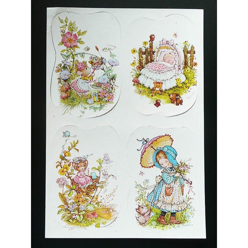Lámina de cromos troquelados españoles - FHER Sarah Kay y Bonnie Bonnets n. 4 - con Brillo. Tiene DEFECTOS.