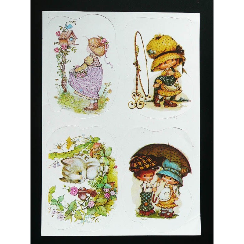 Lámina de cromos troquelados españoles - FHER Sarah Kay y Bonnie Bonnets n. 7 - con Brillo. Tiene DEFECTOS.
