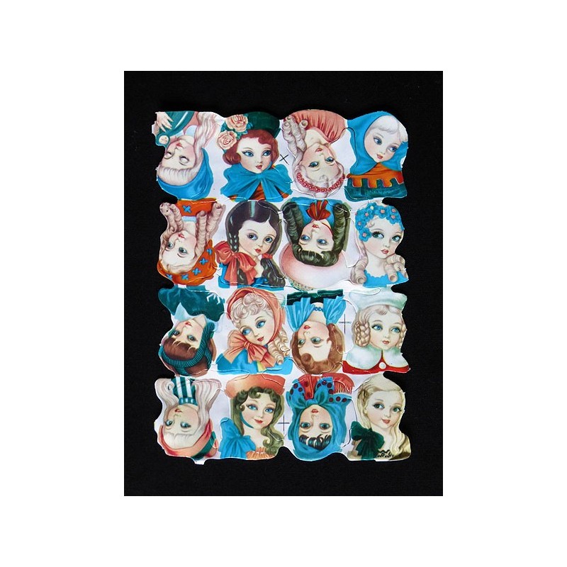 Lámina de cromos troquelados españoles - FHER * FB * n. 3 - Caras de Damas -