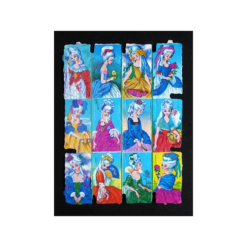 Lámina de cromos troquelados españoles - FHER * FB * n. 4 - Damas -