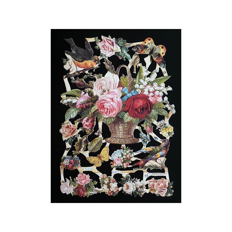 Lámina de cromos troquelados alemanes EF 7157 · Aves y Flores ·