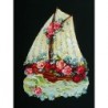Cromo troquelado gigante y gran grosor alemán de 16 cm. EF BK 5004 · Velero con Rosas ·