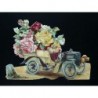 Cromo troquelado gigante y gran grosor alemán de 16 cm. EF BK 5039 · Coche y Flores ·