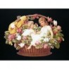 Cromo troquelado gigante y gran grosor alemán de 16 cm. EF BK 5042 · Niños y Flores ·