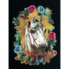 Cromo troquelado gigante y gran grosor alemán de 16 cm. EF BK 5053 · Caballo y Flores ·