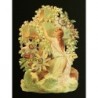 Cromo troquelado gigante y gran grosor alemán de 16 cm. EF BK 5055 · Dama con Cruz y Flores ·