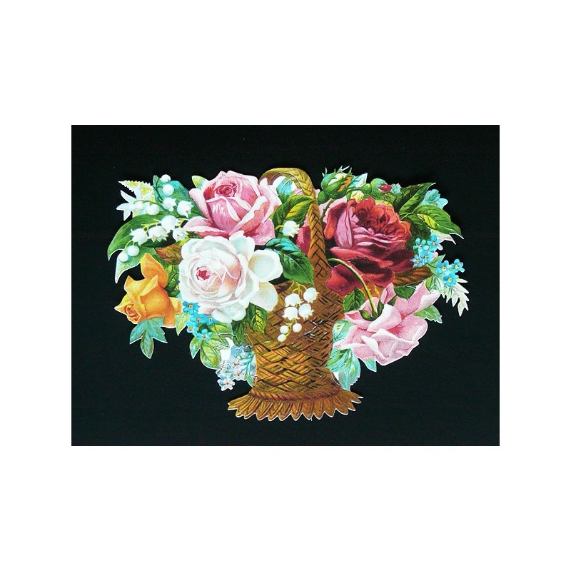 Cromo troquelado gigante y gran grosor alemán de 16 cm. EF BK 5057 · Cesta con Flores ·