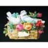 Cromo troquelado gigante y gran grosor alemán de 16 cm. EF BK 5058 · Palomas y Flores ·