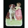 Cromo troquelado gigante y gran grosor alemán de 16 cm. EF BK 5071 · Bebé con Perro ·