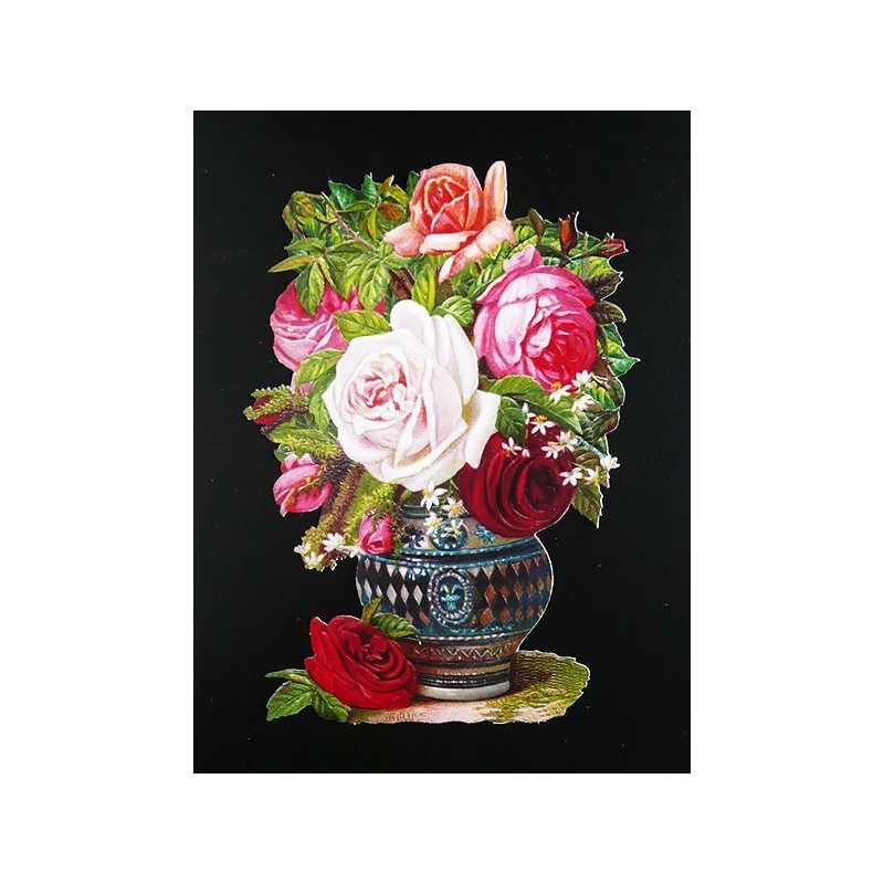 Cromo troquelado gigante y gran grosor alemán de 16 cm. EF BK 5080 · Jarron con Flores ·