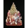 Cromo troquelado gigante y gran grosor alemán de 16 cm. EF BK 5122 · Familia con Arbol de Navidad ·