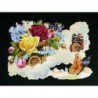 Cromo troquelado gigante y gran grosor alemán de 16 cm. EF BK 5127 · Carro con Flores y Mariposas ·