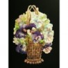 Cromo troquelado gigante y gran grosor alemán de 16 cm. EF BK 5135 · Cesta con Flores y Pensamientos ·