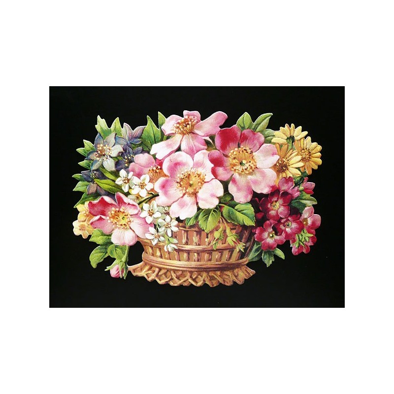 Cromo troquelado gigante y gran grosor alemán de 16 cm. EF BK 5143 · Cesta con Flores