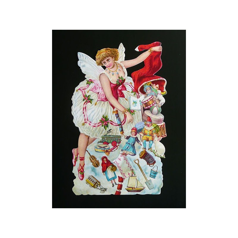 Cromo troquelado gigante y gran grosor alemán de 16 cm. EF BK 5149 · Hada con Regalos ·