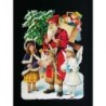 Cromo troquelado gigante y gran grosor alemán de 16 cm. EF BK 5155 · Papá Noel con Regalos ·