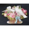 Cromo troquelado gigante y gran grosor alemán de 16 cm. EF BK 5174 · Palomas y Flores