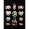 Cromos troquelados sueltos en papel grueso. EF TD ST 7354 · Corazones, Flores y Palomas ·
