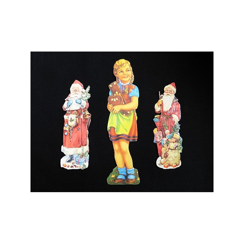 3 Cromos troquelados diferentes alemanes EF · Gretel y Papa Noel ·